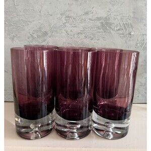 Oslo Block Stockholm Krosno 6 1/4" Amethyst Highball Bubble Glasses Set Of Six